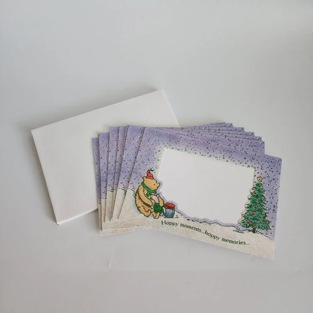 SET OF 8 Hallmark Classic Pooh HAPPY MOMENTS HAPPY MEMORIES Picture Frame Cards